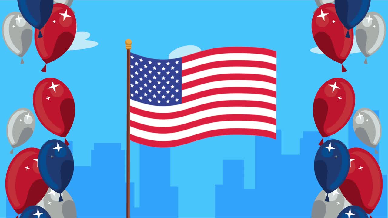 usa celebration with flag and balloons helium