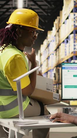 vertical video warehouse operations team managing incoming shipment of merchandise