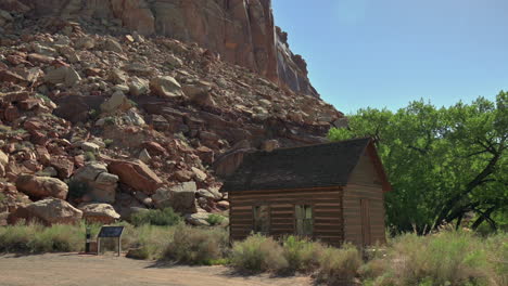 historic fruita schoolhouse at towering rock canyons of capitol reef national park, fruita, utah, united states