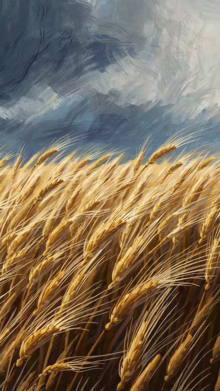 Golden Wheat Field Under a Stormy Sky