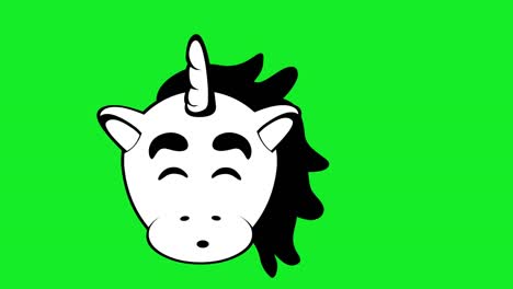 loop animation of the face of a sleeping cartoon unicorn, drawn in black and white