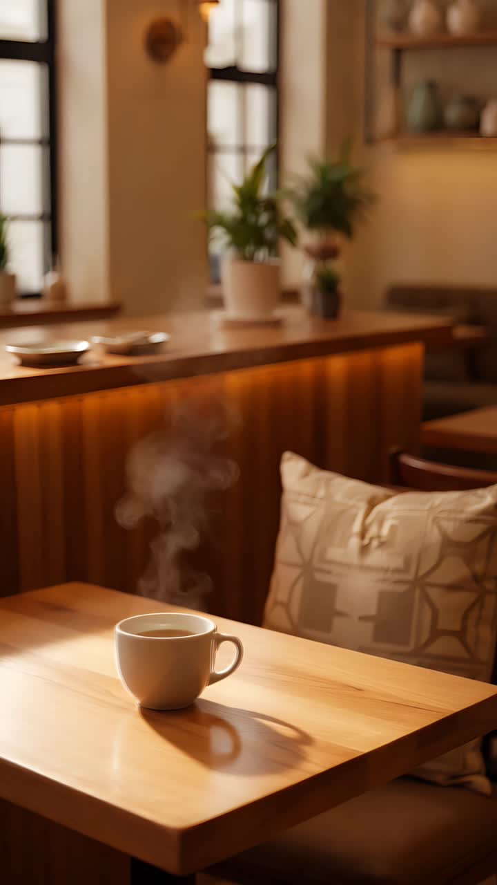 Interno di caffè estetico con atmosfera accogliente 4K