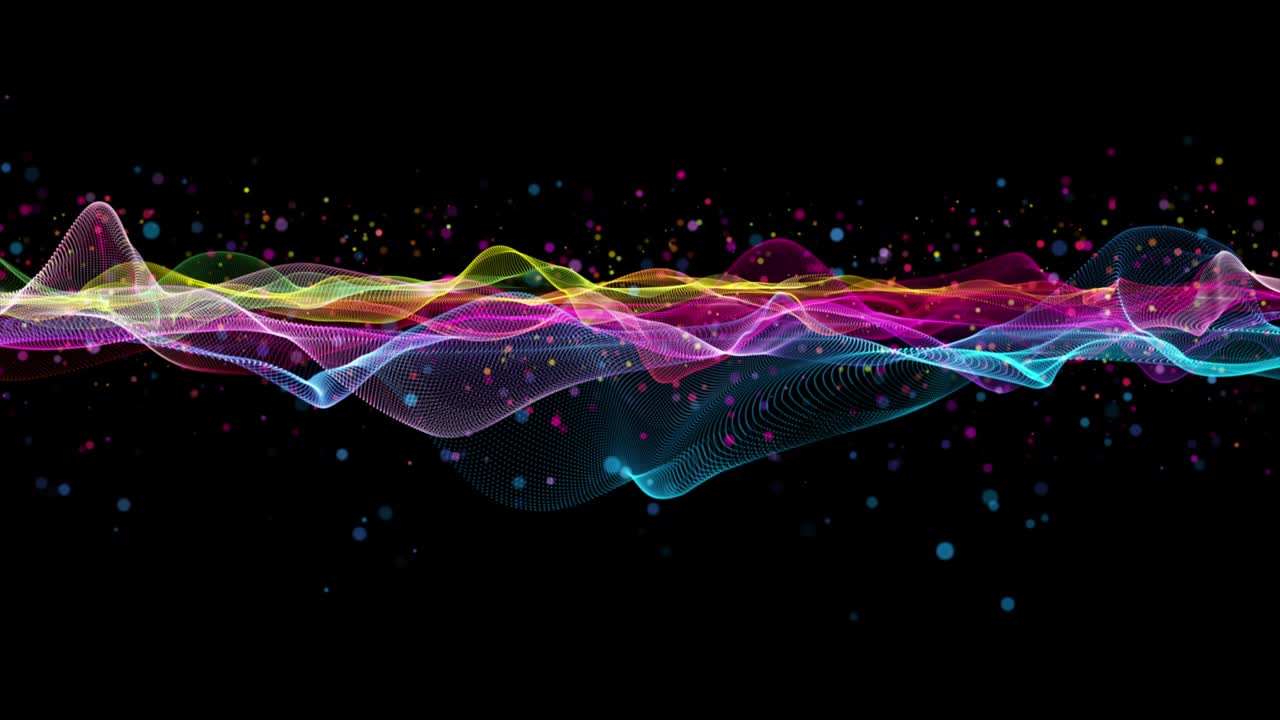 Fantastic animation with particle wave object in slow motion, 4096x2304 loop 4K