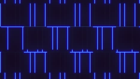 cuadrícula de neón azul un patrón simétrico de líneas vibrantes en un fondo negro