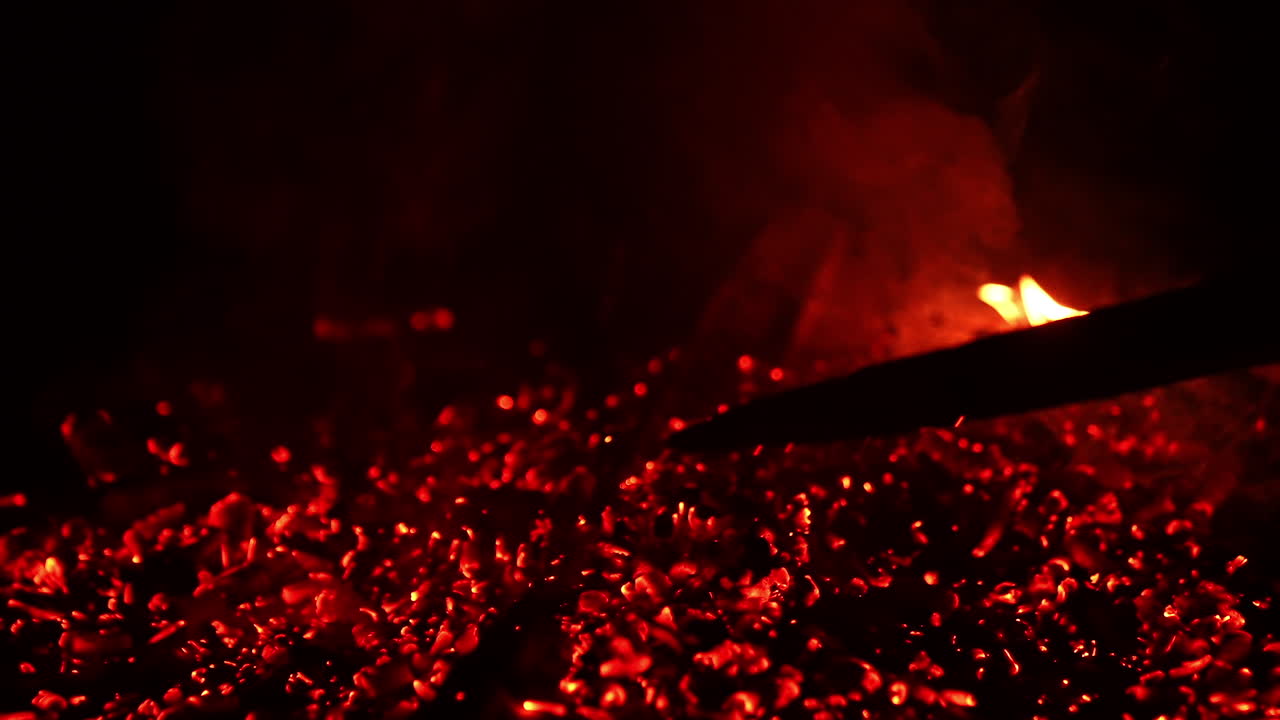 Burning Embers at Night