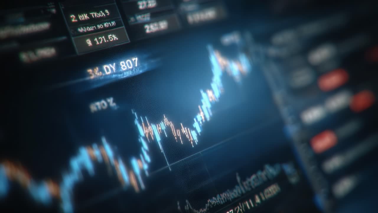 Dynamic Financial Market Analysis with Graphs and Charts Showing Trends in Stock Prices and Trading Activities Over Time