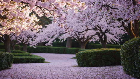 cherry blossoms in a garden path
