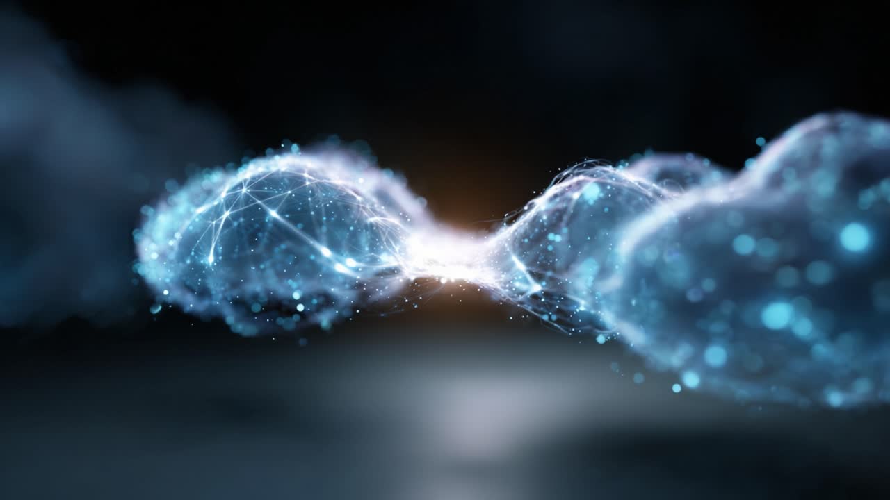 Ethereal Streams of Light Intertwining Through Digital Connections, Symbolizing Data Flow and Abstract Communication in a Multidimensional Space