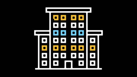 medical center building line icon animation with alpha