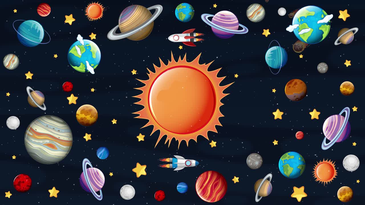 sistema solar de dibujos animados coloridos