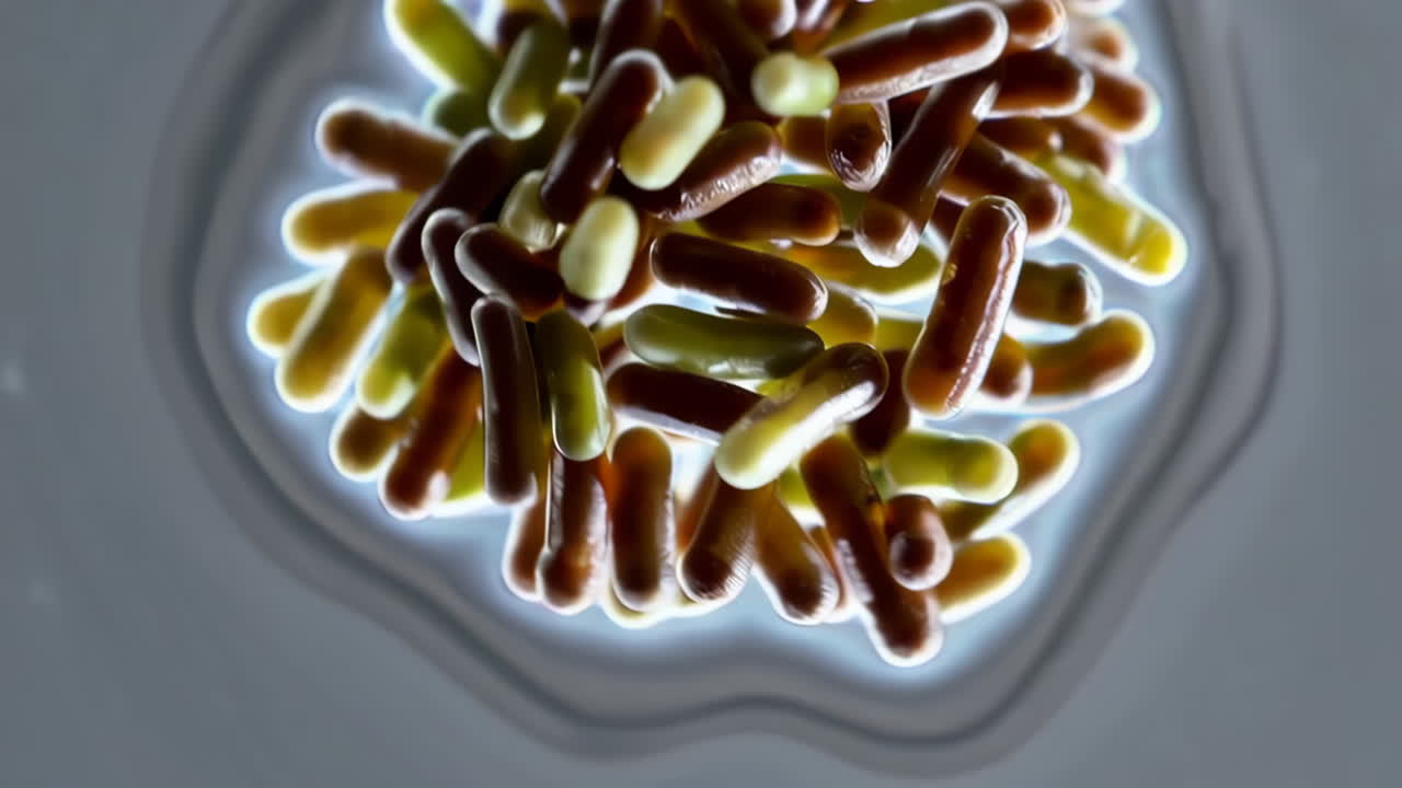 Cluster of Rod-Shaped Bacteria or Microorganisms