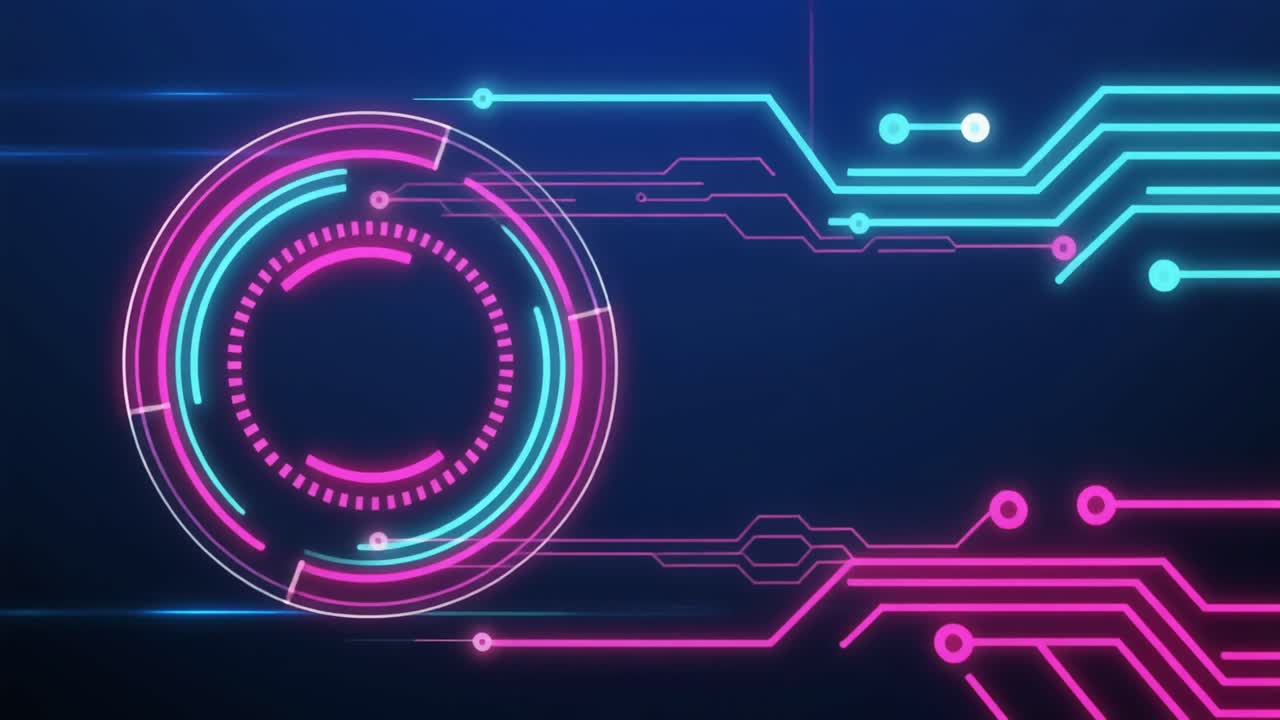 Abstract Digital Circuit Board and HUD Animation