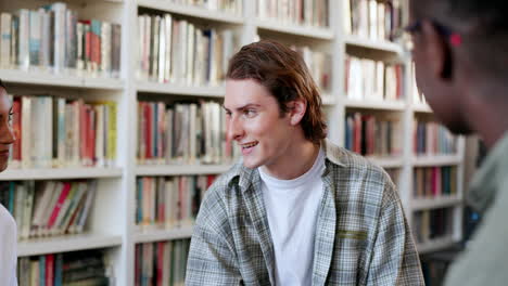 Library,-students-and-man-with-education