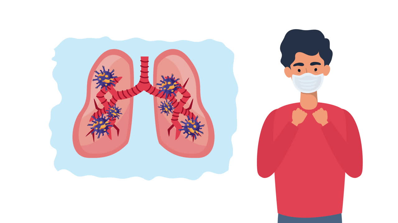 persona que usa una máscara con pulmones enfermos