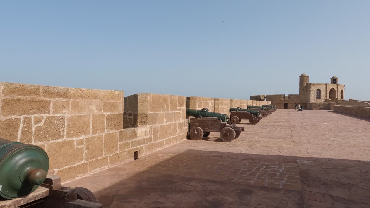 cañones apuntando hacia el mar en skala de la ville, tiro ancho