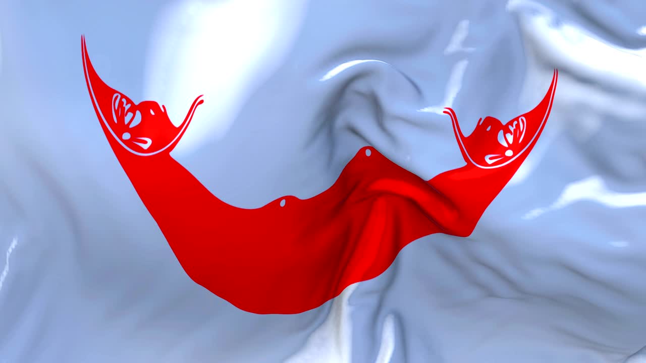 Paskalya Adası Rapa Nui Bayrağı Rüzgarda Dalgalanıyor Ağır Çekim Animasyon. 4K Gerçekçi Kumaş Dokulu Bayrak Rüzgarlı Bir Günde Yumuşak Dalgalanma Kesintisiz Döngü Arka Planı.
