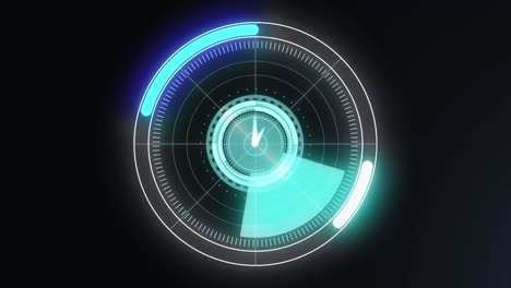 animation of scope scanning with clock over black background