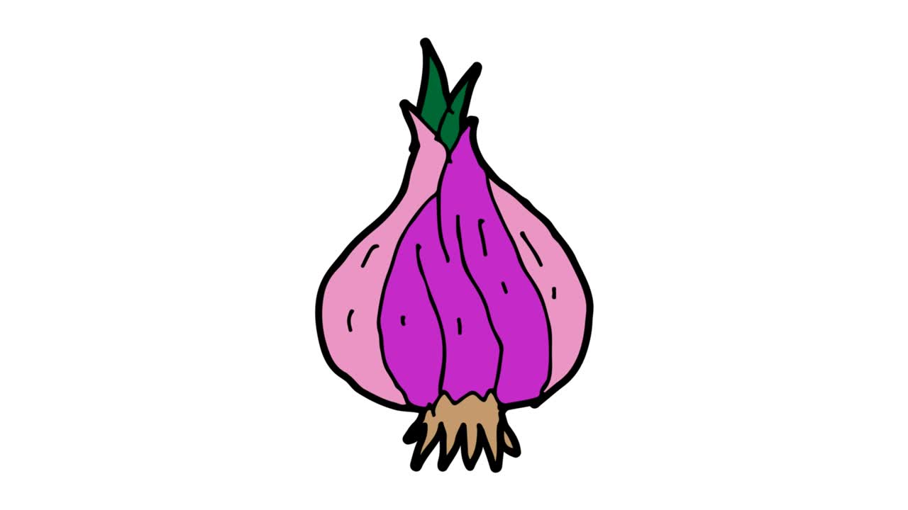 Disegno per bambini su sfondo bianco a tema cipolla rossa