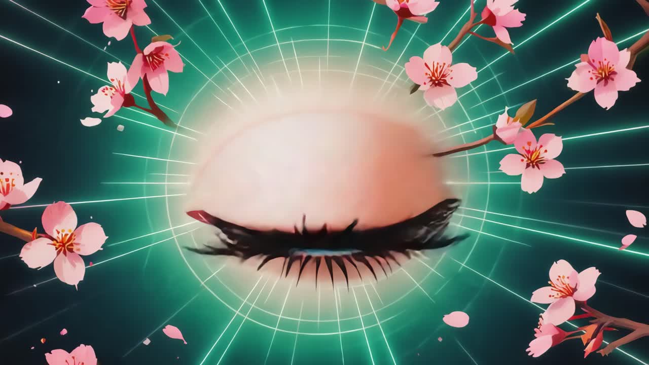 An Eye Surrounded by Cherry Blossoms