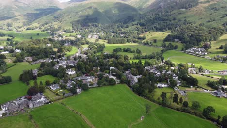 grasmere village cumbria england aerial footage