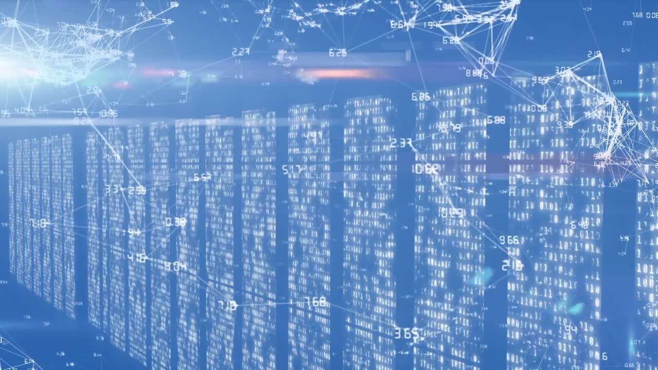 Animation of network of connections over server room