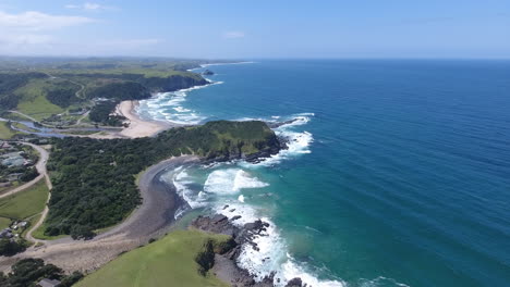 Aerial-flying-along-coat-of-East-London-South-Africa