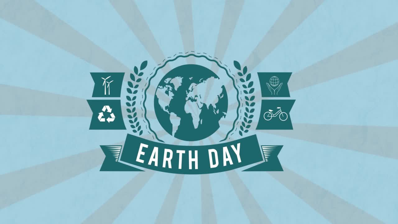 анимация дня земли и глобуса на движущемся синем и сером фоне