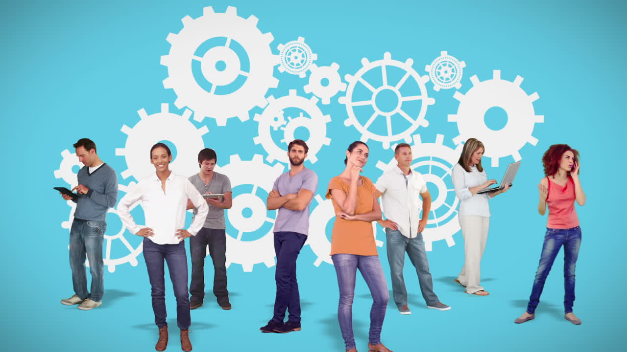 grupo casual contra los engranajes doodles