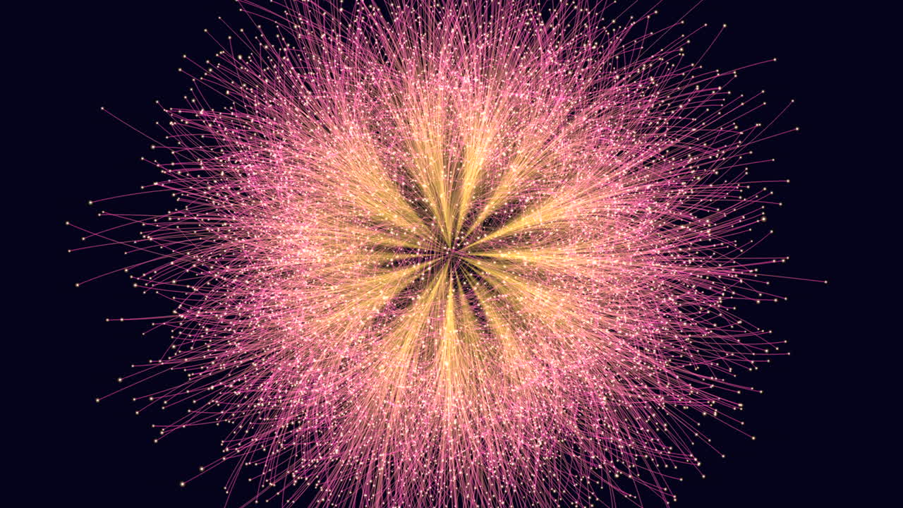 Captivating display pink and yellow firework explosion illuminates the night sky