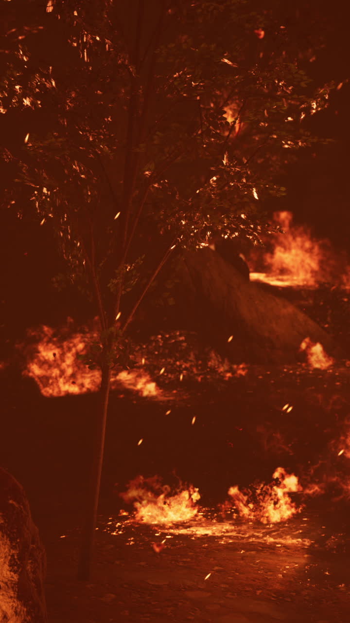 grandes llamas de incendios forestales por la noche