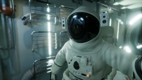 astronaut inside the orbital space station