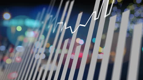 animation of data processing and diagrams over cityscape