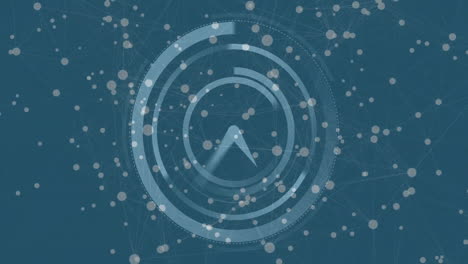 rotating circular patterns and connecting dots animation over blue background