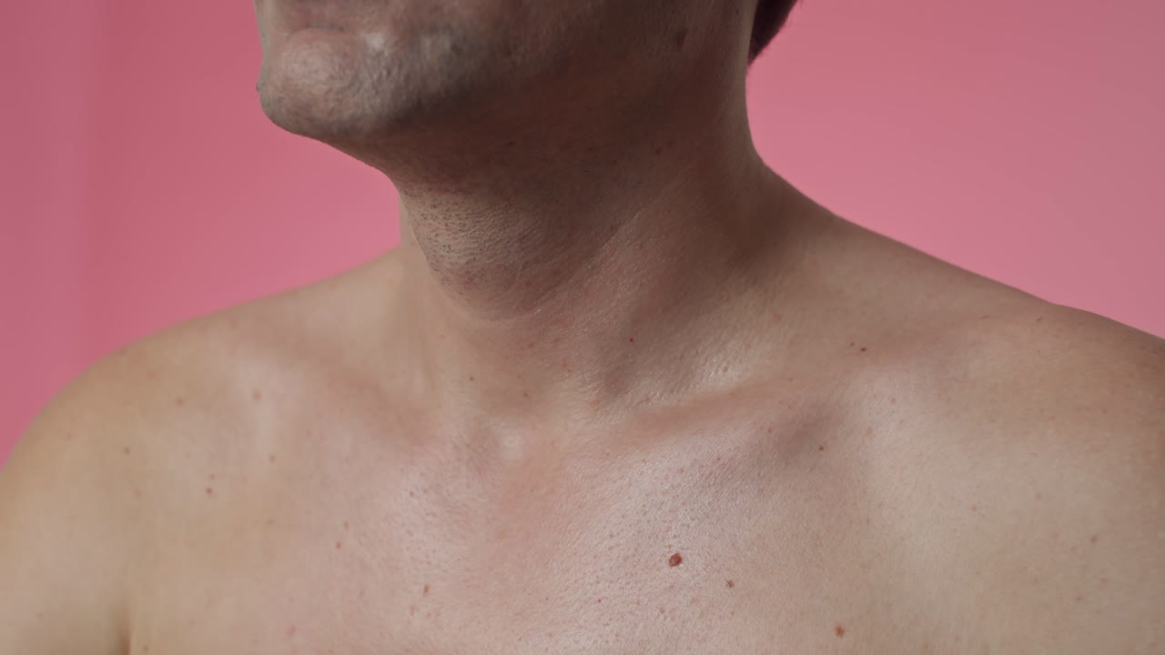 Neck and Part of Face of Middle-aged Man