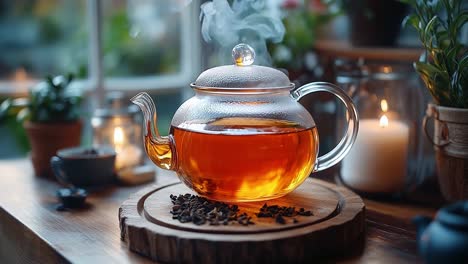 still life with teapot and candles