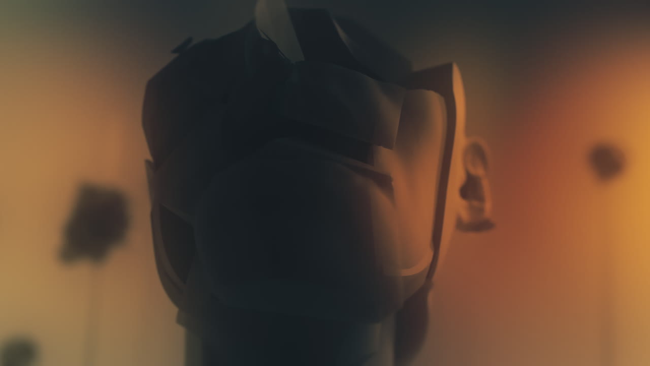 Crushed android heads on spikes on the yellow background