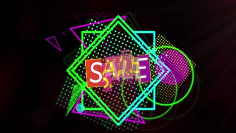 animación del texto de venta instantánea sobre un fondo abstracto