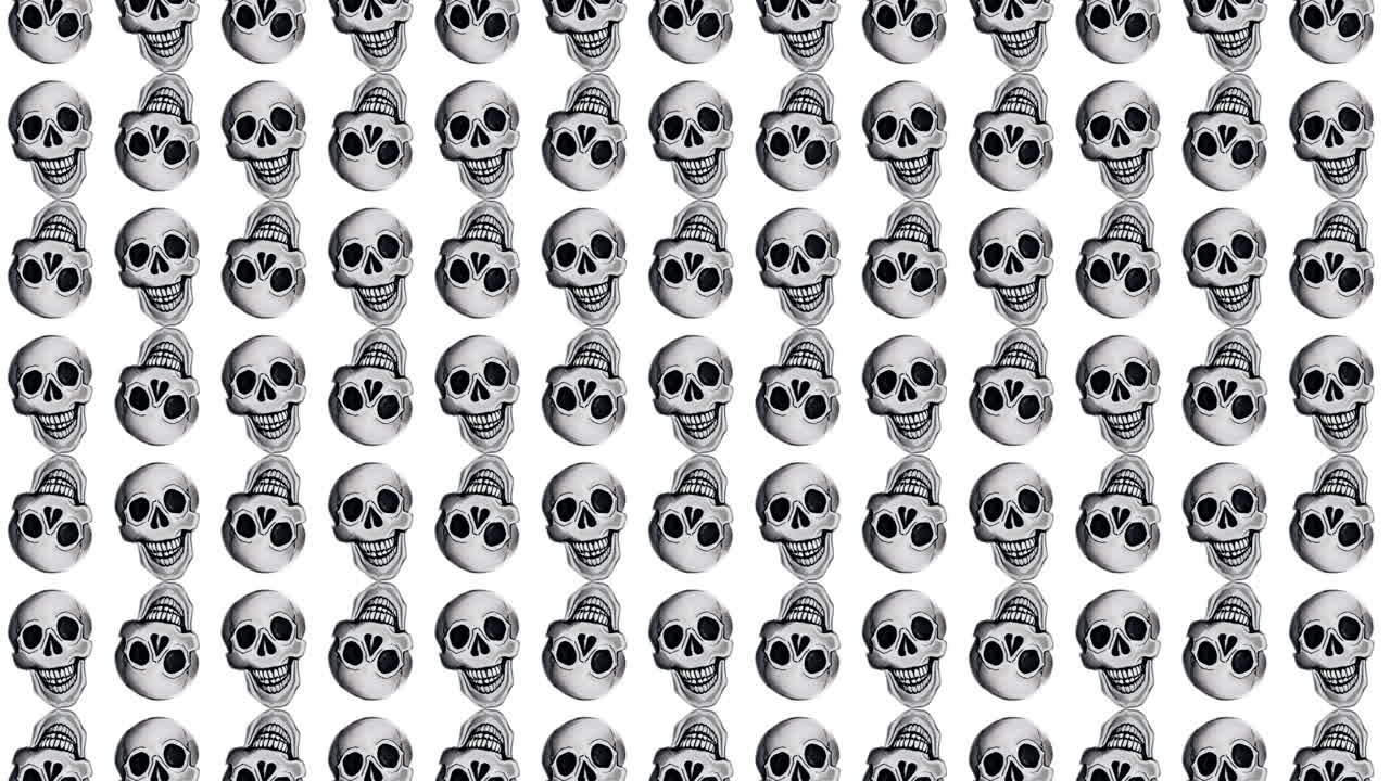 sfondo stravagante e stravagante di teschi che tremano