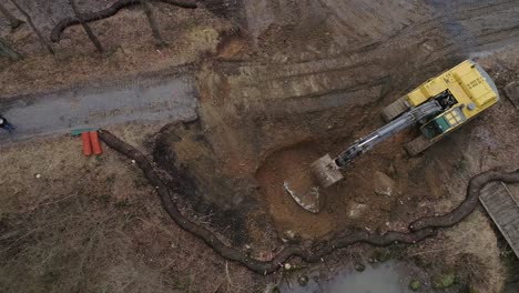 construction of bridge footings as seen by a drone