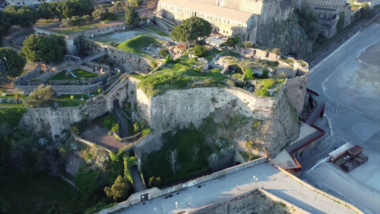 Aerial view of a historic castle