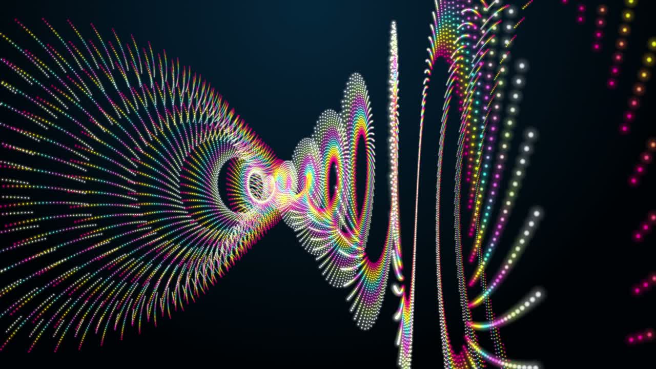 animación futurista con objeto de rayas de partículas en cámara lenta, 4096x2304 bucle 4k