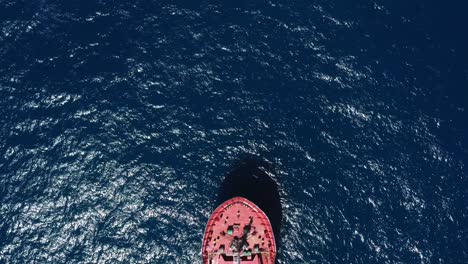 aerial view of a bulk carrier at sea