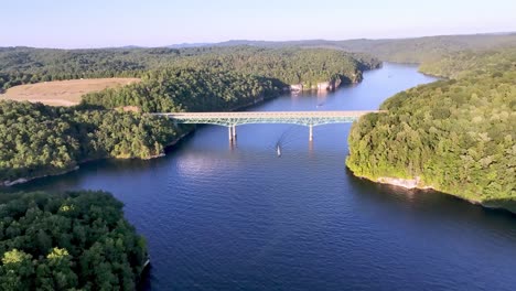 aerial orbit summersville lake and reservoir in west virginia