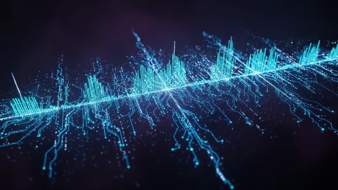Stunning Visual Representation of Audio Waveforms and Data Patterns Showcasing Dynamic Interactions and Electronic Signals in a Digital Environment