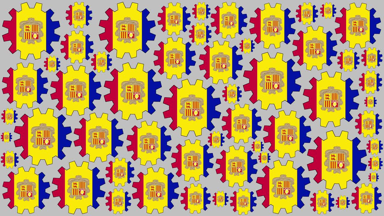 bandera andorrana engranajes girando el fondo