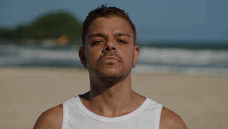 portrait of man with white t-shirt