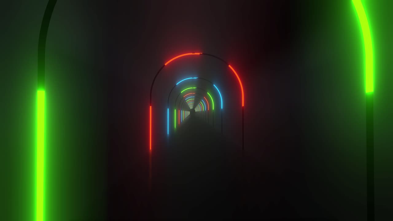 네온 터널 3d 렌더링