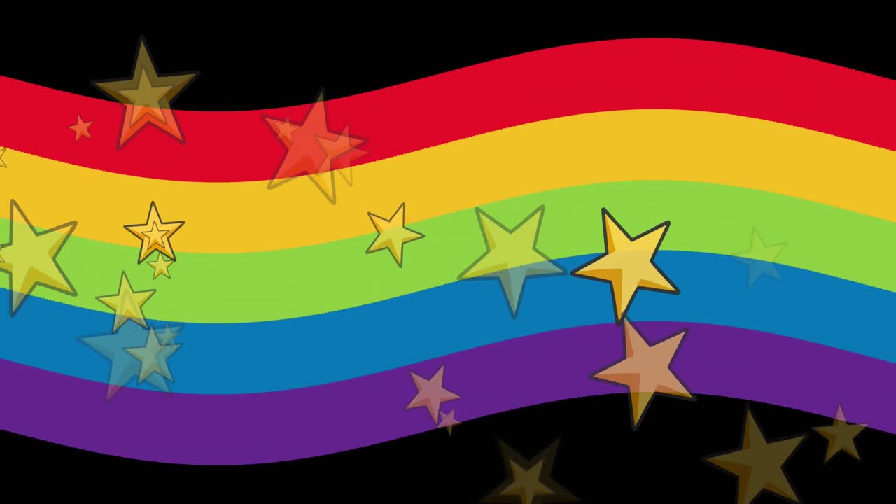 animación de estrellas sobre el fondo del arco iris.