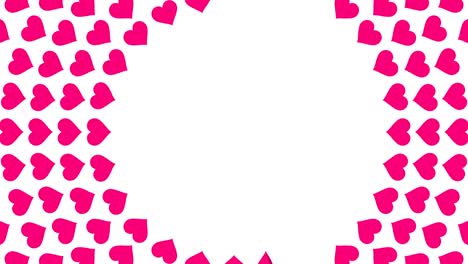 símbolo de corazón rosado patrón de círculo en espiral animación de bucle de papel 4k sobre fondo blanco