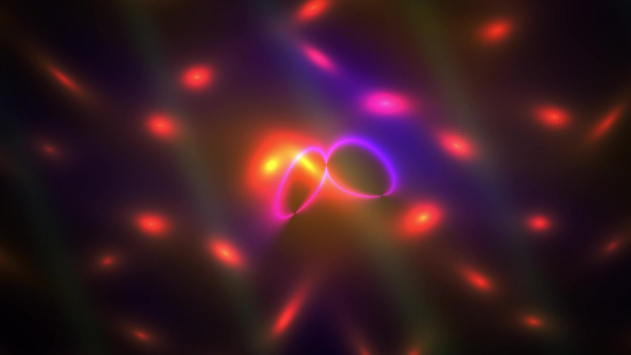 Fond abstrait dynamique avec des lumières éclatantes et un symbole de l'infini en rotation